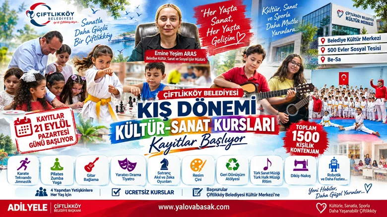 Çiftlikköy Belediyesi’nin Ücretsiz Kış Kurslarına Kayıtlar Başlıyor
