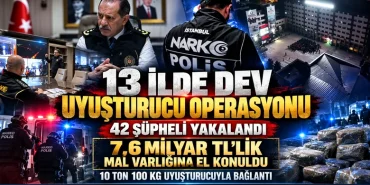 İstanbul Merkezli 13 İlde Uluslararası Uyuşturucu Operasyonu: 42 Şüpheli Yakalandı, 7,6 Milyar TL’lik Mal Varlığına El Konuldu 20 İstanbul Merkezli 13 İlde Uluslararası Uyuşturucu Operasyonu: 42 Şüpheli Yakalandı, 7,6 Milyar TL’lik Mal Varlığına El Konuldu