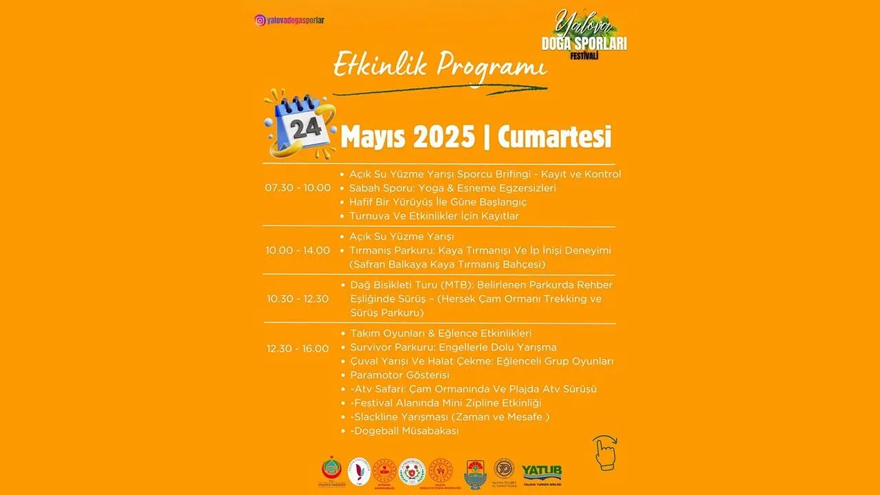 YALOVA’DA DOĞA VE GENÇLİK BULUŞUYOR: 2. DOĞA SPORLARI VE GENÇLİK FESTİVALİ BAŞLIYOR 7 YALOVA’DA DOĞA VE GENÇLİK BULUŞUYOR: 2. DOĞA SPORLARI VE GENÇLİK FESTİVALİ BAŞLIYOR
