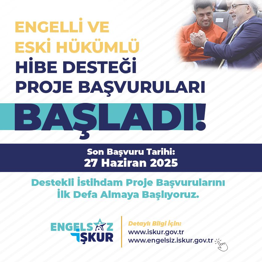 2025/2. Dönem Engelli ve Eski Hükümlü Proje Başvuruları Başladı: Yeni “Destekli İstihdam Projesi” Desteği Dikkat Çekiyor 4 2025/2. Dönem Engelli ve Eski Hükümlü Proje Başvuruları Başladı: Yeni “Destekli İstihdam Projesi” Desteği Dikkat Çekiyor