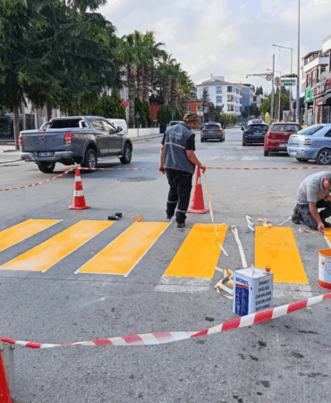 ÇİFTLİKKÖY'DE YAYA GEÇİTLERİ YENİLENİYOR