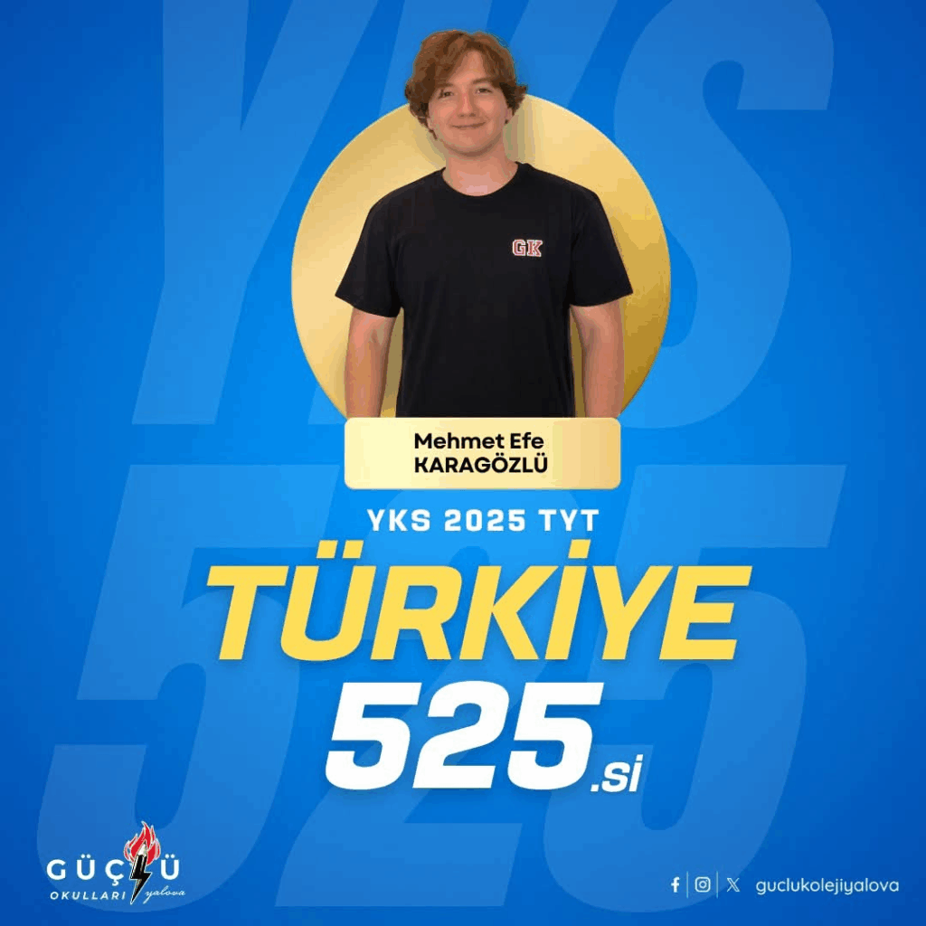 YKS 2025’te Büyük Başarı: Mehmet Efe Karagözlü Türkiye 525.si Oldu