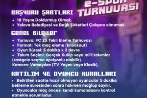 YALOVA BELEDİYESİ GENÇLERE E-SPOR TURNUVASI DÜZENLİYOR