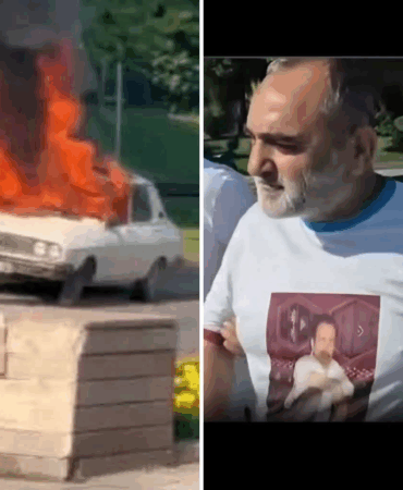 Meclis Önünde “Beyaz Toros” Yakıldı, Üzerinde Şehit Muhsin Yazıcıoğlu Fotoğraflı Tişörtle Gözaltı