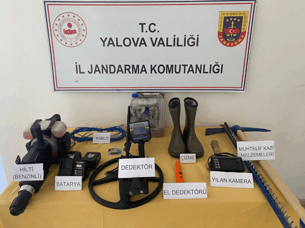 Yalova’da Kaçak Kazı Operasyonu: 3 Şüpheli Suçüstü Yakalandı