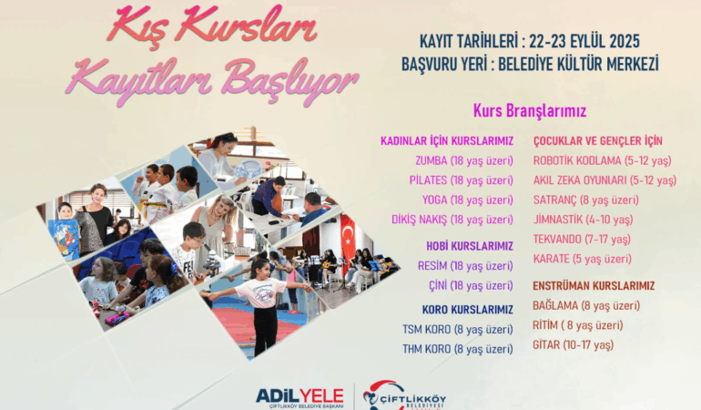 ÇİFTLİKKÖY’DE KIŞ KURSLARI KAYITLARI BAŞLIYOR 1 ÇİFTLİKKÖY’DE KIŞ KURSLARI KAYITLARI BAŞLIYOR
