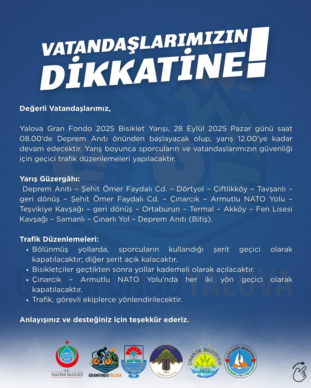 Yalova Gran Fondo 2025 Bisiklet Yarışı 28 Eylül’de Başlıyor