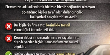 DADAŞ Oto–Emlak–İnşaat’tan Dolandırıcılık Uyarısı: “Resmî Kanallar Dışındaki İşlemlere İtibar Etmeyin”