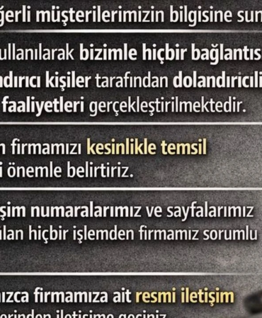 DADAŞ Oto–Emlak–İnşaat’tan Dolandırıcılık Uyarısı: “Resmî Kanallar Dışındaki İşlemlere İtibar Etmeyin”