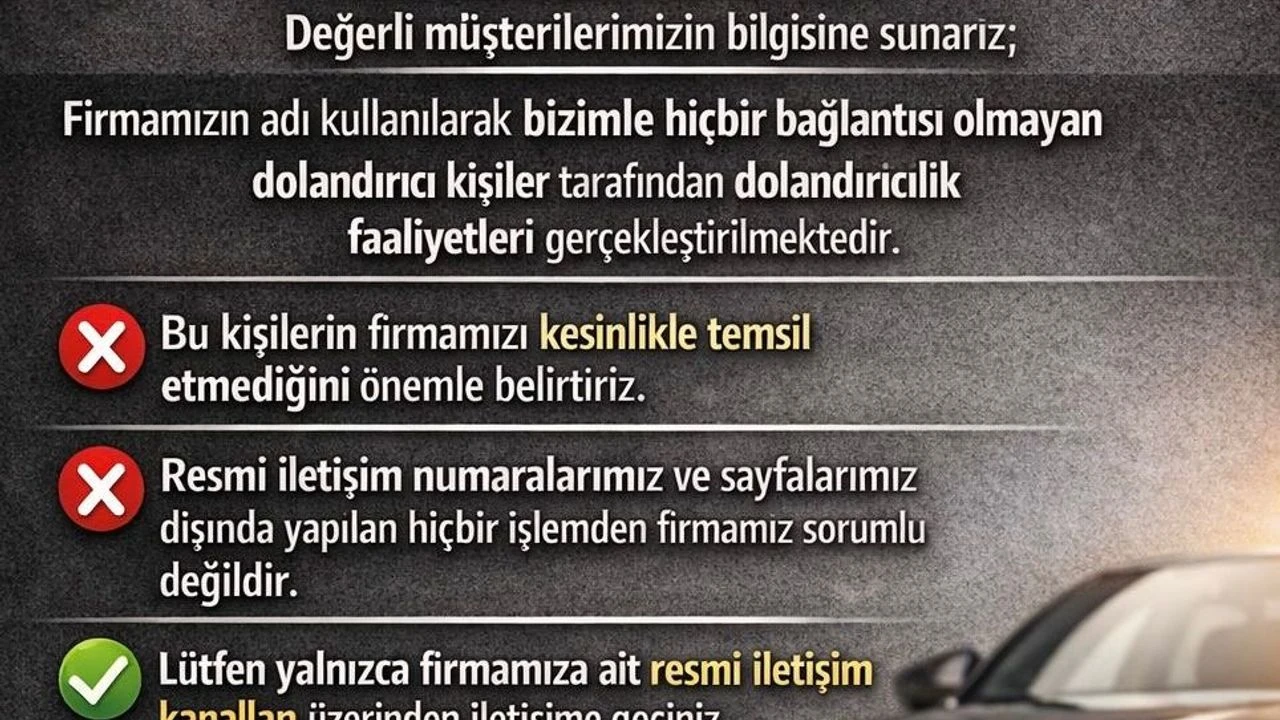 DADAŞ Oto–Emlak–İnşaat’tan Dolandırıcılık Uyarısı: “Resmî Kanallar Dışındaki İşlemlere İtibar Etmeyin”