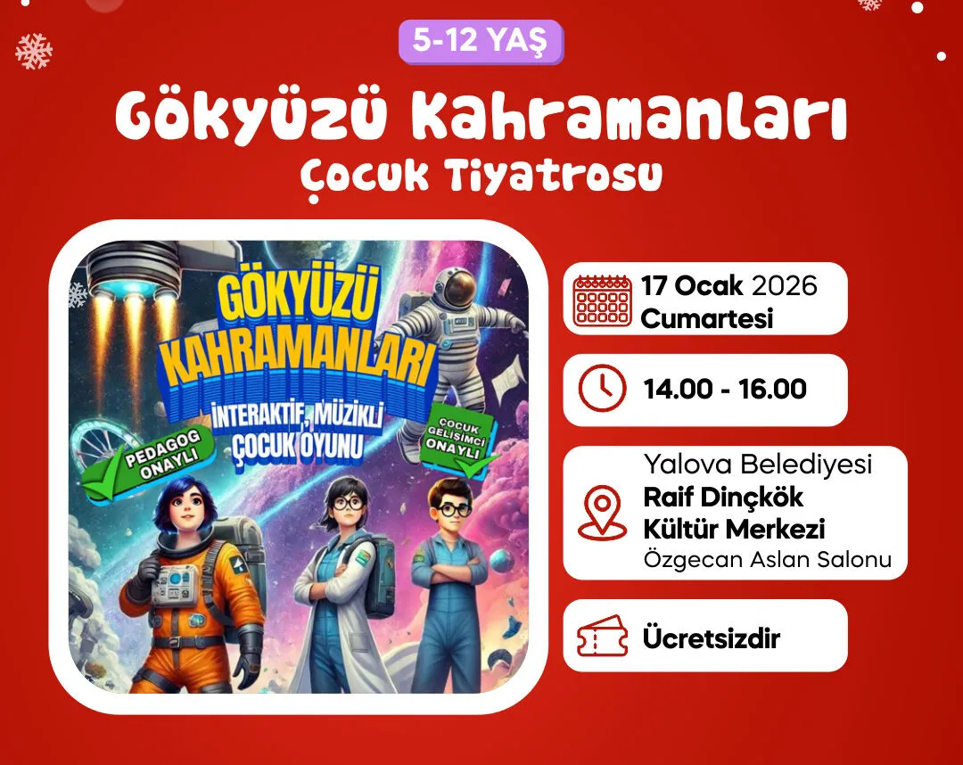 Yalova’da Çocuklar İçin Sömestr Şöleni Başlıyor: Ücretsiz Tiyatro, Konser, Atölye ve Panayır