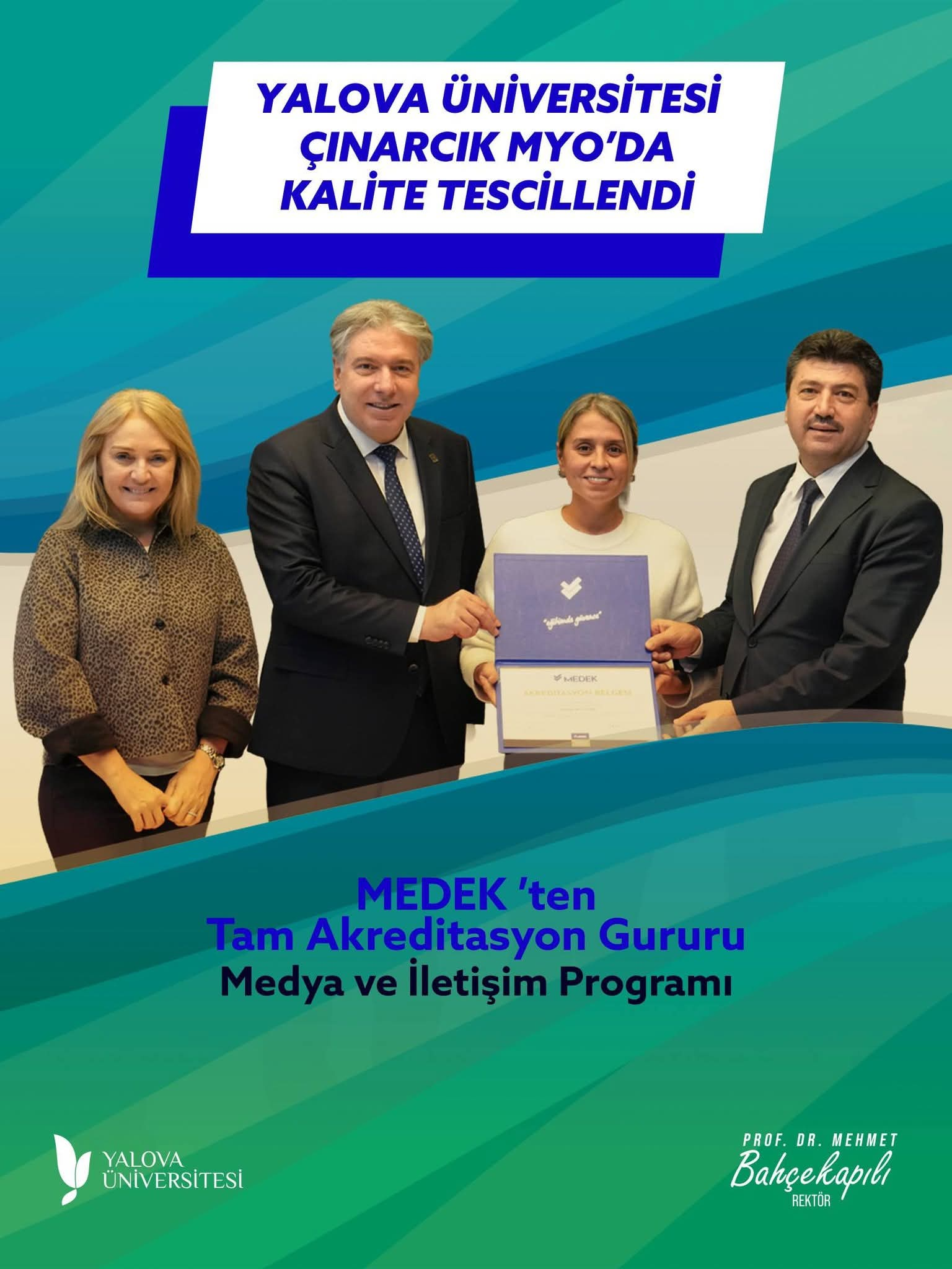 YALOVA ÜNİVERSİTESİ’NDE BİR İLK: 4 PROGRAM MEDEK TARAFINDAN AKREDİTE EDİLDİ