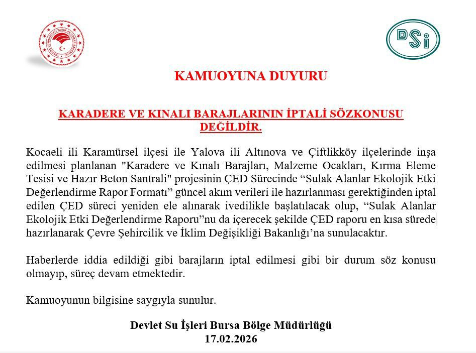 Karadere ve Kınalı Barajları İçin “İptal” İddialarına Net Yanıt