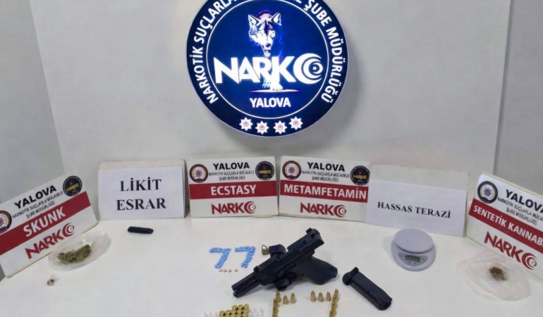 Yalova Merkezli Narkotik Operasyonu: 4 Tutuklama, Uyuşturucu ve Silah Ele Geçirildi