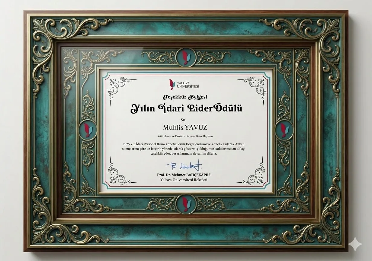 Yalova Üniversitesi’nde “Yılın İdari Lideri” Ödülü Muhlis Yavuz’a Verildi