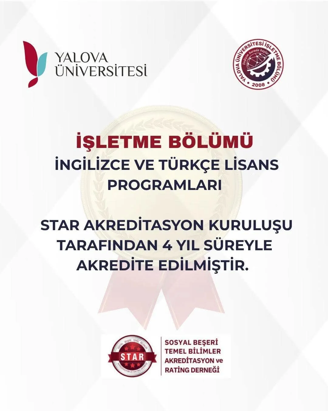 Yalova Üniversitesi İşletme Bölümü 4 Yıllık STAR Akreditasyonu Aldı