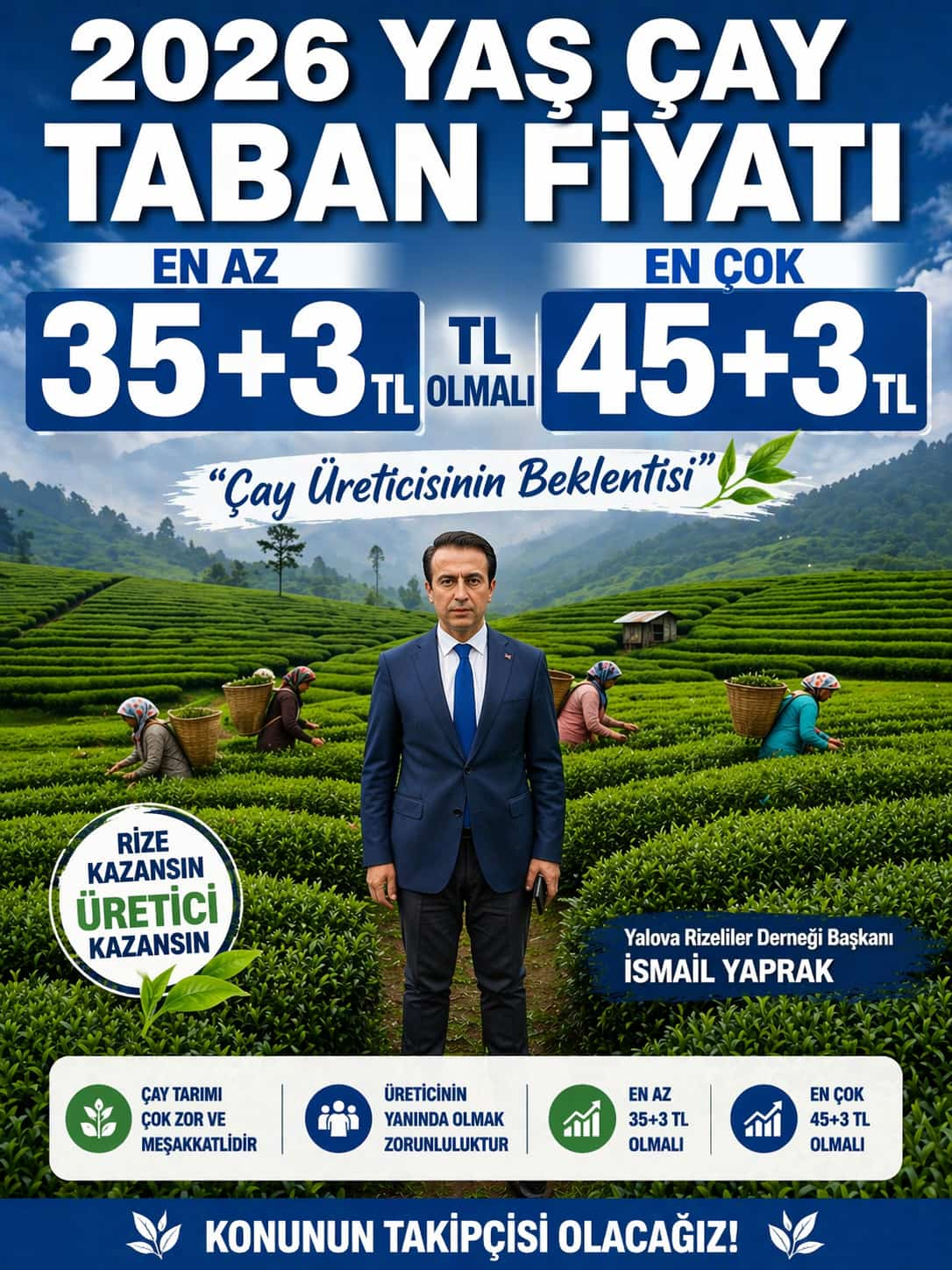 BAŞKAN İSMAİL YAPRAK’TAN YAŞ ÇAY FİYATI ÇIKIŞI: “ÜRETİCİNİN YANINDA OLMAK ZORUNDAYIZ”