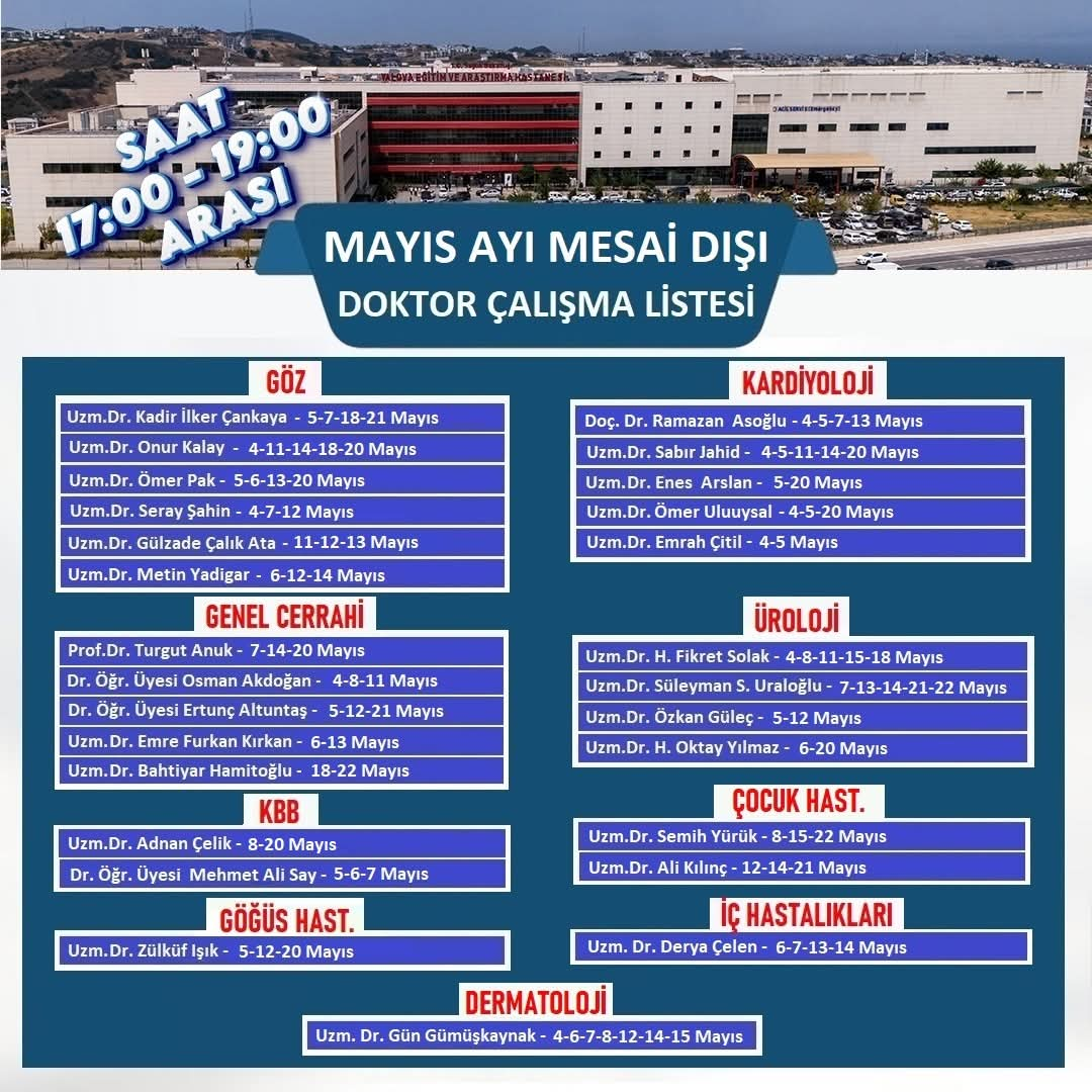 Yalova Eğitim ve Araştırma Hastanesi’nde Mesai Dışı Poliklinik Hizmeti Başladı