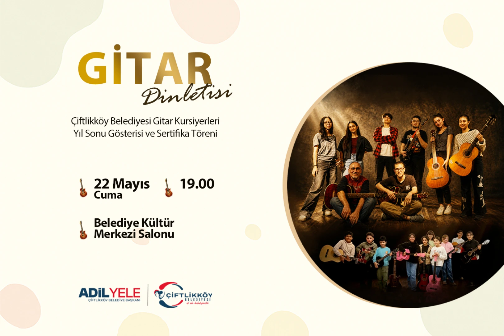Çiftlikköy Belediyesi Ücretsiz Gitar Kursu Öğrencileri Yıl Sonu Konserinde Sahne Alacak