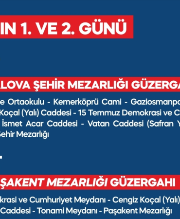 YALOVA BELEDİYESİ’NDEN KABRİSTAN ZİYARETLERİ İÇİN ÜCRETSİZ SERVİS