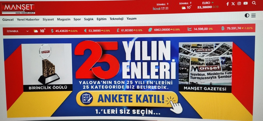 Manşet Gazetesi’nden Yalova’da Bir İlk: “Son 25 Yılın En’leri” Halk Oylaması Başlıyor