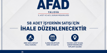 Yalova'da 58 İşyeri Satışa Çıkıyor: AFAD'dan Açık Teklif İhalesi