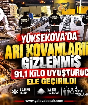 Yüksekova’da Arı Kovanlarına Gizlenmiş 91,1 Kilo Uyuşturucu Ele Geçirildi