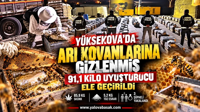 Yüksekova’da Arı Kovanlarına Gizlenmiş 91,1 Kilo Uyuşturucu Ele Geçirildi