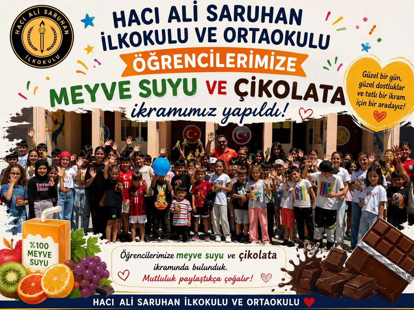 Tatilde Kısa Buluşma, Büyük Mutluluk: Hacı Ali Saruhan İlkokulu ve Ortaokulu'ndan Öğrencilere Anlamlı Yaz Tatili Etkinliği
