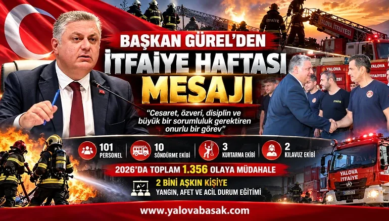 Başkan Gürel’den İtfaiye Haftası mesajı: Yalova itfaiyesi 2026’da 1.356 olaya müdahale etti 1 Başkan Gürel’den İtfaiye Haftası mesajı: Yalova itfaiyesi 2026’da 1.356 olaya müdahale etti