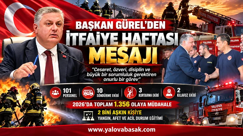 Başkan Gürel’den İtfaiye Haftası mesajı: Yalova itfaiyesi 2026’da 1.356 olaya müdahale etti