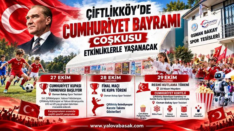 ÇİFTLİKKÖY’DE CUMHURİYET BAYRAMI COŞKUSU ETKİNLİKLERLE YAŞANACAK