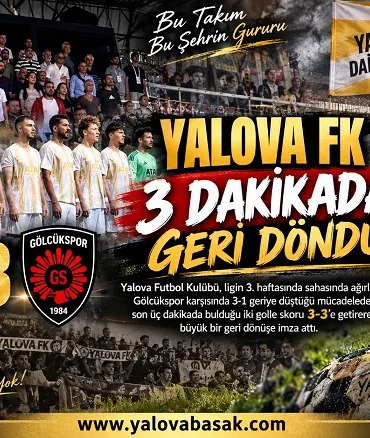 Yalova FK, 3 Dakikada Geri Döndü: Gölcükspor Karşısında Müthiş Geri Dönüş 4 Yalova FK, 3 Dakikada Geri Döndü: Gölcükspor Karşısında Müthiş Geri Dönüş