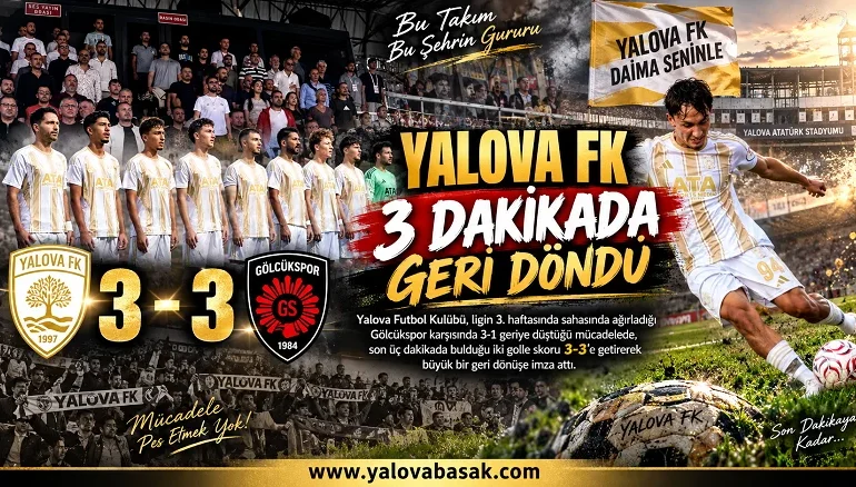 Yalova FK, 3 Dakikada Geri Döndü: Gölcükspor Karşısında Müthiş Geri Dönüş 1 Yalova FK, 3 Dakikada Geri Döndü: Gölcükspor Karşısında Müthiş Geri Dönüş
