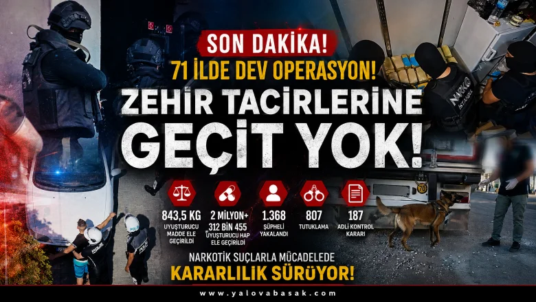 71 İlde Uyuşturucu Operasyonu: 15 Günde 1.368 Şüpheli Yakalandı