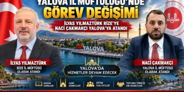 Yalova İl Müftülüğünde Görev Değişimi: İlyas Yılmaztürk Rize’ye, Naci Çakmakçı Yalova’ya Atandı 93 Yalova İl Müftülüğünde Görev Değişimi: İlyas Yılmaztürk Rize’ye, Naci Çakmakçı Yalova’ya Atandı
