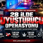 28 İlde Uyuşturucu Operasyonu: 548 Kilo Uyuşturucu ve 2,7 Milyon Hap Ele Geçirildi