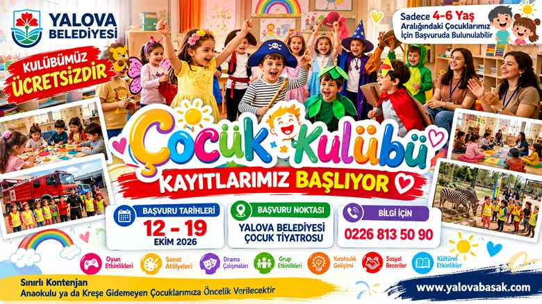 Yalova Belediyesi Çocuk Kulübü’nde Yeni Dönem Kayıtları Başlıyor