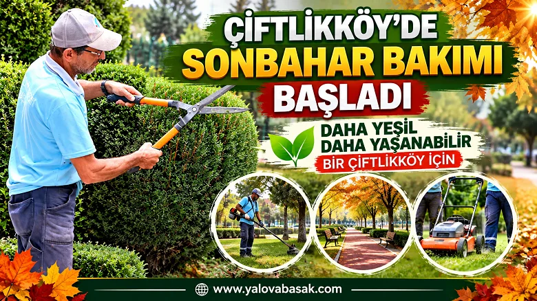 Çiftlikköy’de Sonbahar Bakımı Başladı: Yeşil Alanlar Yenileniyor