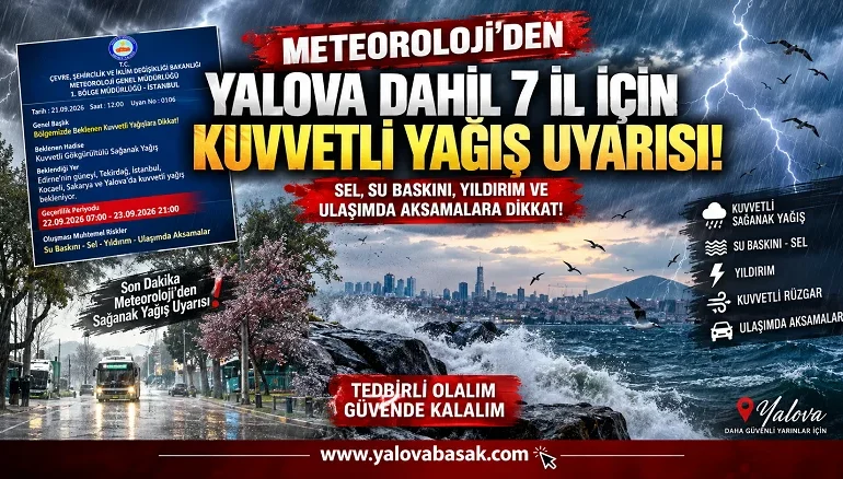 Marmara’da Kuvvetli Yağış Alarmı! Yalova Dahil 7 İl İçin Sarı Uyarı