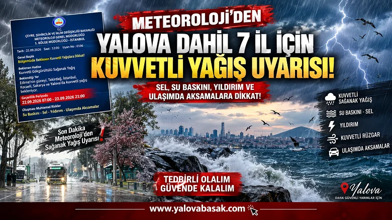 Marmara’da Kuvvetli Yağış Alarmı! Yalova Dahil 7 İl İçin Sarı Uyarı