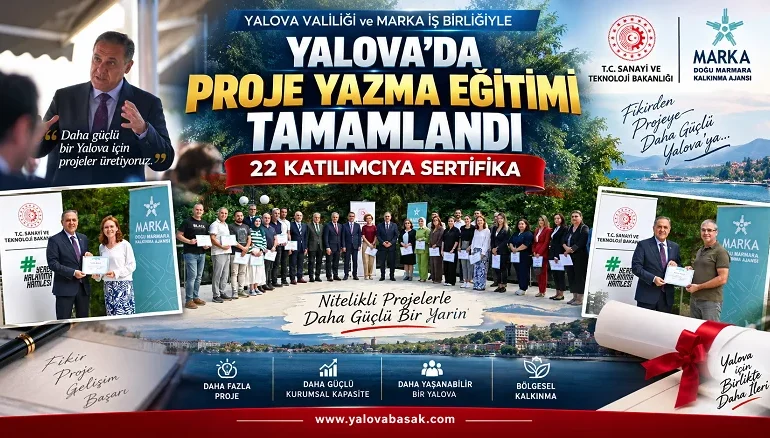 Yalova’da Proje Yazma Eğitimi Tamamlandı: 22 Katılımcıya Sertifika
