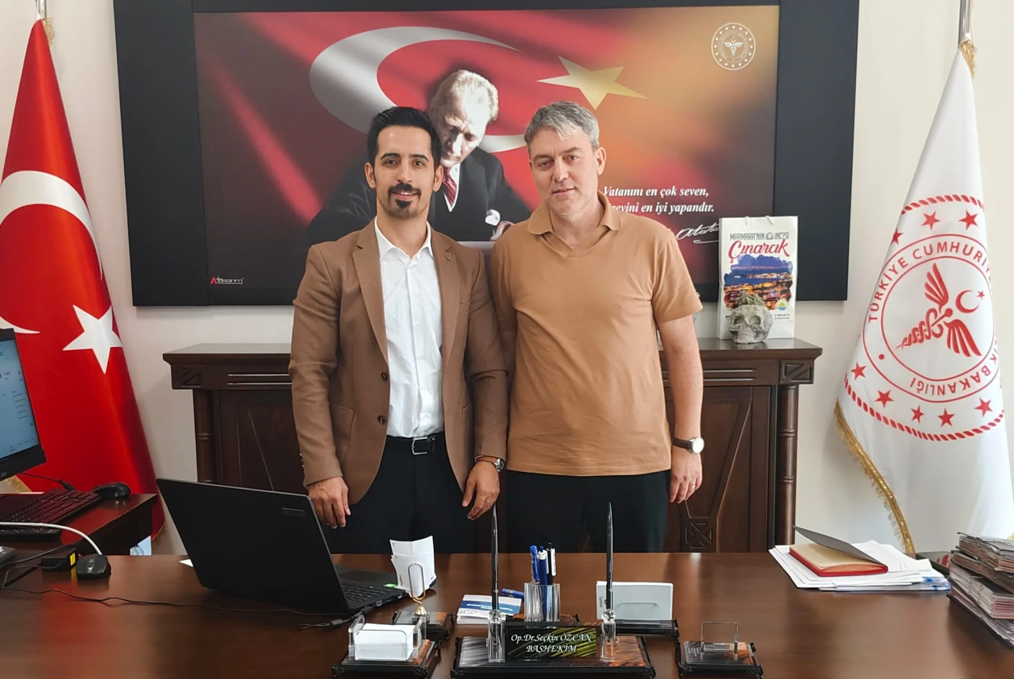 Yalova Başak Gazetesi İmtiyaz Sahibi Umut Yılmaz'dan Başhekim Dr. Öğr. Üyesi Seçkin Özcan'a Hayırlı Olsun Ziyareti