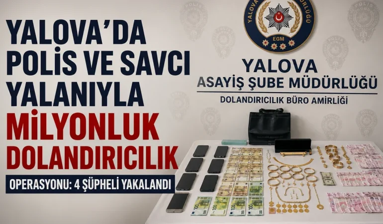 Yalova'da Polis ve Savcı Yalanıyla 4,5 Milyon TL'lik Dolandırıcılık: 4 Şüpheli Yakalandı 1 Yalova'da Polis ve Savcı Yalanıyla 4,5 Milyon TL'lik Dolandırıcılık: 4 Şüpheli Yakalandı